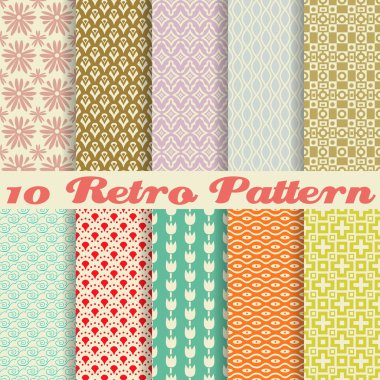 Retro farklı vektör Dikişsiz desen (döşeme).