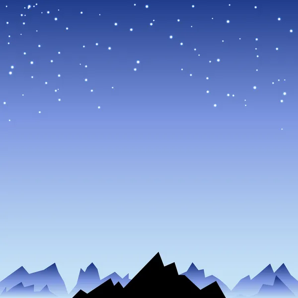 Cielo nocturno con estrella y pico de montaña — Vector de stock