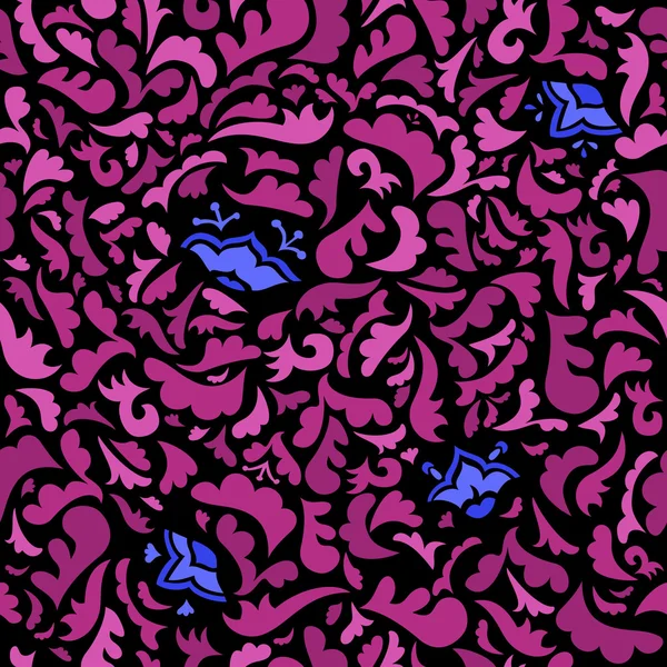 抽象的粉色和蓝色无缝模式与花卉背景 — 图库矢量图片