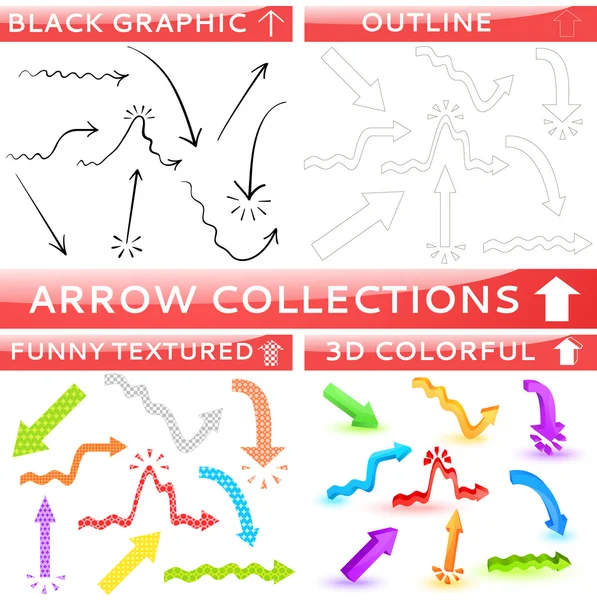 Arrow collection of four different set — Stock Vector