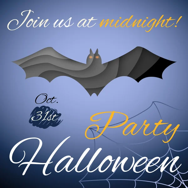 Halloween partij poster. donker papier vleermuis. vector — Stockvector