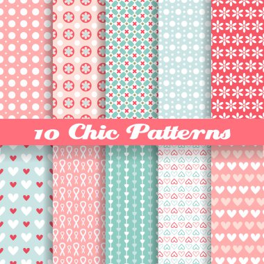 Chic different vector seamless patterns (tiling).