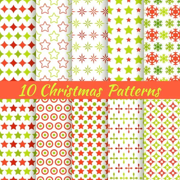 Christmas different vector seamless patterns (tiling). — Stock Vector