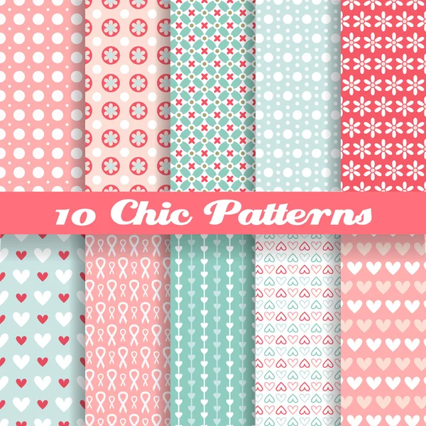 Chic different vector seamless patterns (tiling). — Stock Vector