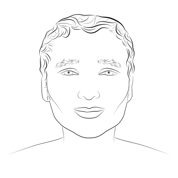墨迹绘图年轻有魅力的男性脸上 — 图库矢量图片