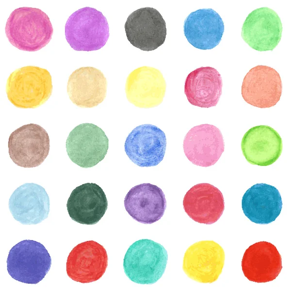 Conjunto de aquarela colorido círculo pintado à mão. Vetor — Vetor de Stock