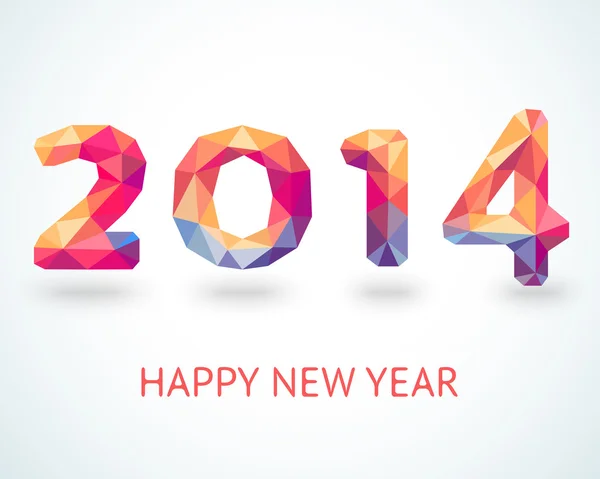 Feliz Año Nuevo 2014 tarjeta de felicitación colorida — Vector de stock