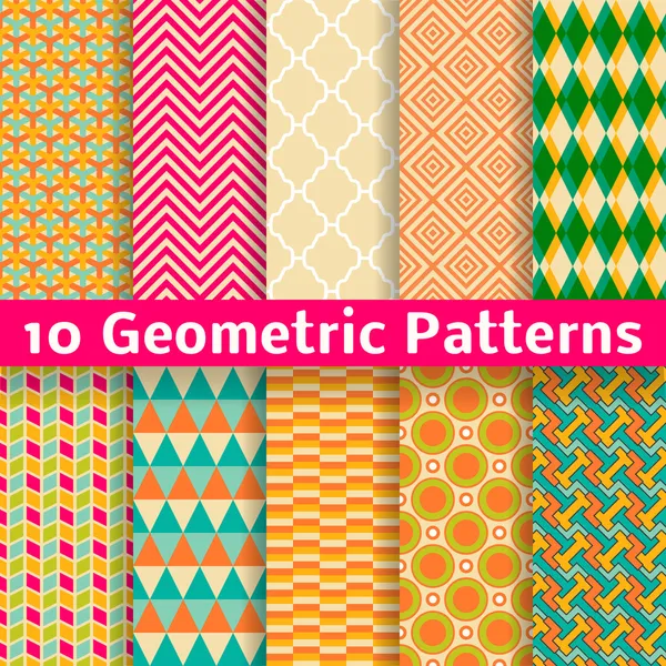 Padrões geométricos (ladrilhos). Conjunto de fundo sem costura vetorial . — Vetor de Stock