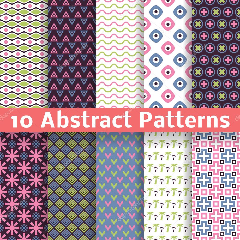 Abstract patterns. Set of vector seamless background