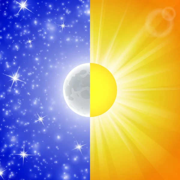 Day and night. Vector illustration — Stock Vector