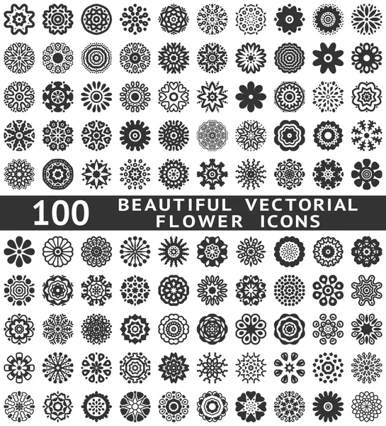 Hermosos iconos de flores abstractas. Ilustración vectorial — Vector de stock