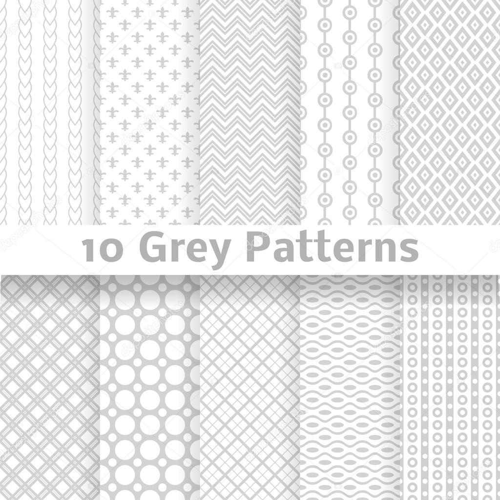 Grey vector seamless patterns (tiling).