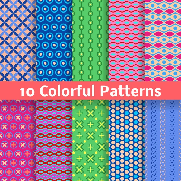 Colorful vector seamless patterns (tiling) — Stock Vector