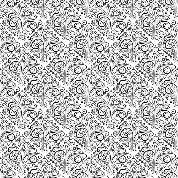 Abstract seamless floral curl monochrome pattern — Stock Vector