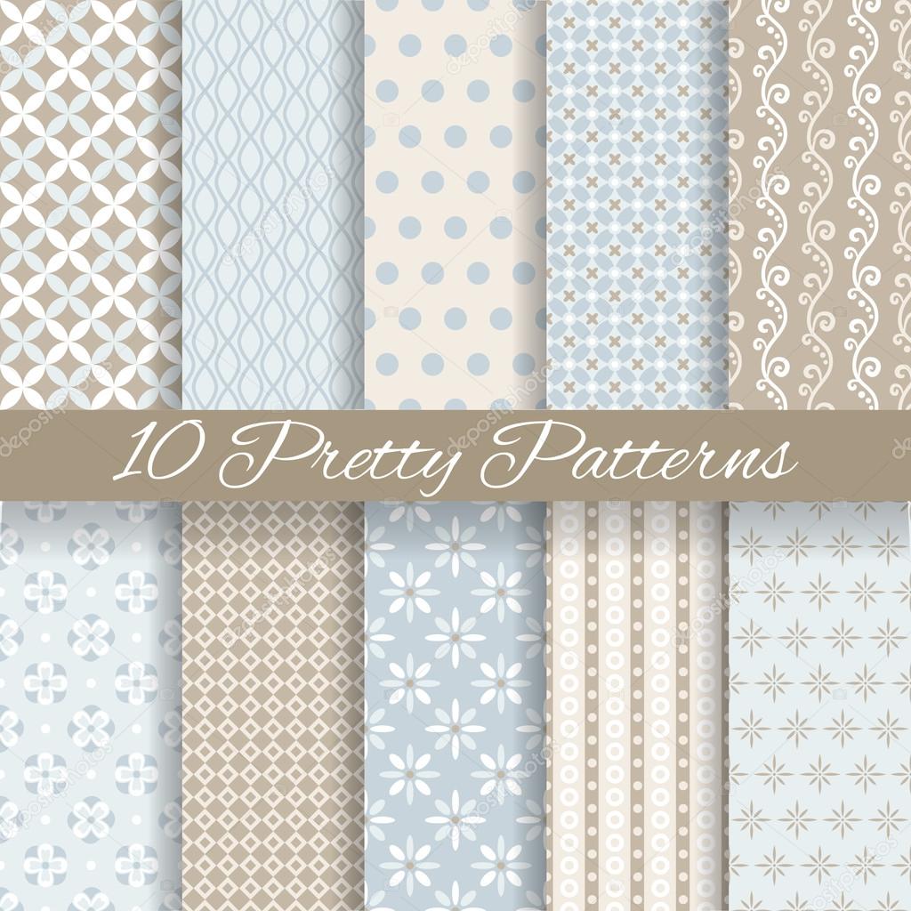 Pretty pastel vector seamless patterns (tiling, with swatch)