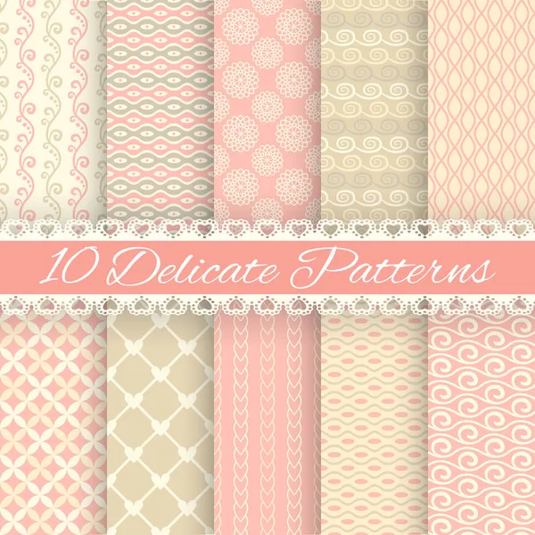 Pastel loving wedding vector seamless patterns (tiling). — Stock Vector