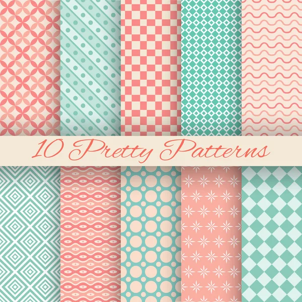 Pretty pastel vector seamless patterns (tiling, with swatch) — Stock Vector