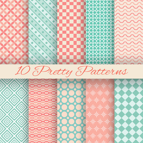 Pretty pastel vector seamless patterns (tiling, with swatch)