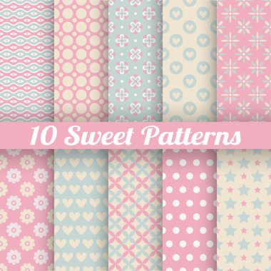 10 tatlı tatlı vektör Dikişsiz desen (döşeme)