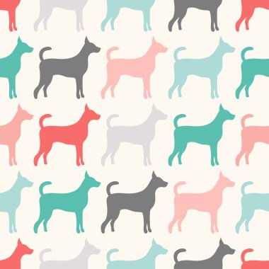 köpek siluetleri hayvan sorunsuz vektör desen. sonsuz textu