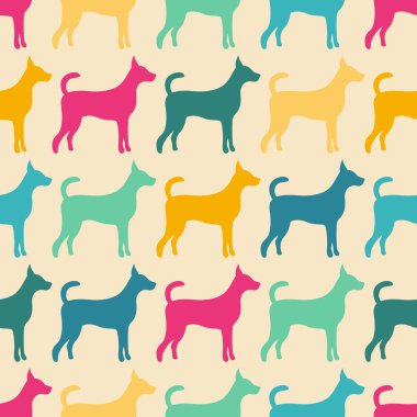 köpek siluetleri komik hayvan sorunsuz vektör desen. sonsuz