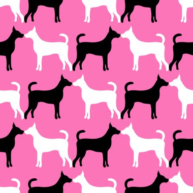 aşk köpek siluetleri hayvan sorunsuz vektör desen. sonsuz