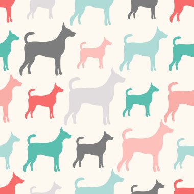 köpek siluetleri hayvan sorunsuz vektör desen. sonsuz textu