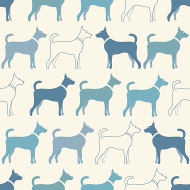 köpek siluetleri şirin doodle sorunsuz vektör desen. sonsuz