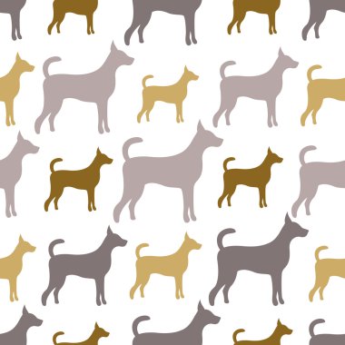 köpek siluetleri hayvan sorunsuz vektör desen. sonsuz textu
