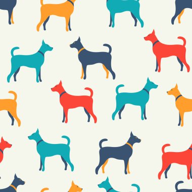 köpek siluetleri hayvan sorunsuz vektör desen. sonsuz textu