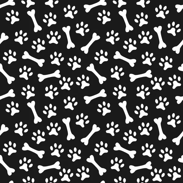 Animal seamless vector pattern of paw footprint and bone. Endles — Stock Vector