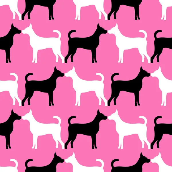 aşk köpek siluetleri hayvan sorunsuz vektör desen. sonsuz