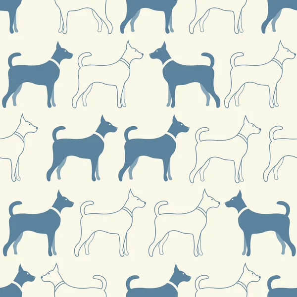 Χαριτωμένο doodle σχέδιο άνευ ραφής διανυσματικά σκύλος σιλουέτες. ατελείωτες — Διανυσματικό Αρχείο