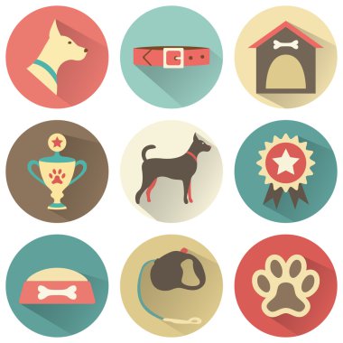 Retro köpek simgeler kümesi. web için vektör çizim