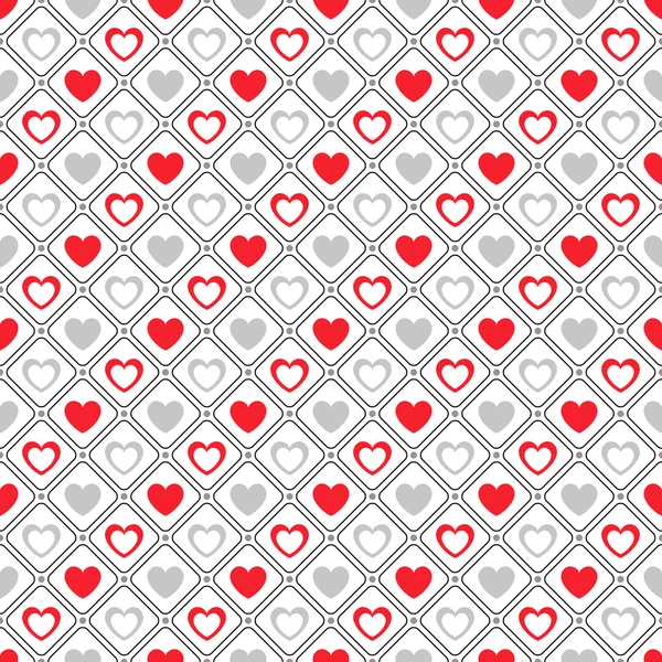 Seamless geometric pattern with hearts. Vector illustration — Stock Vector
