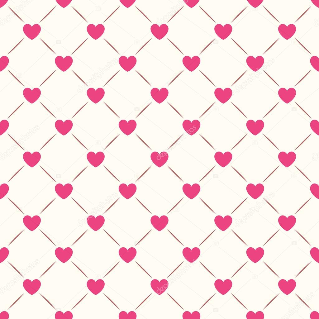Seamless geometric pattern with hearts. Vector illustration