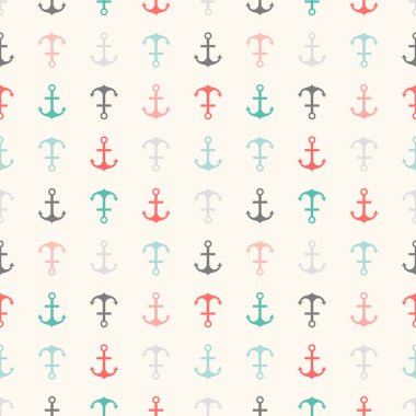 Seamless vector pattern of anchor shapes. Endless texture clipart