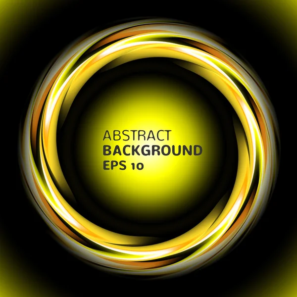 Abstract light yellow swirl circle on black background — Stock Vector