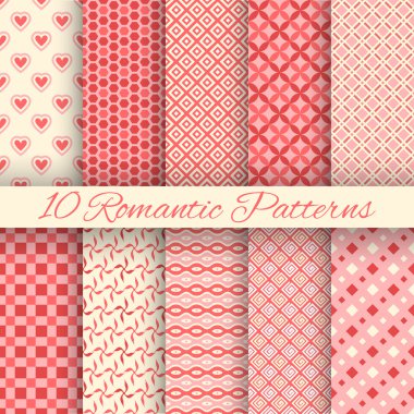 10 romantik vektör Dikişsiz desen