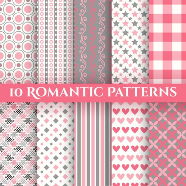 10 romantik vektör Dikişsiz desen