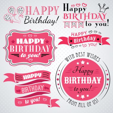 Happy birthday tebrik kartı toplama tatil tasarım