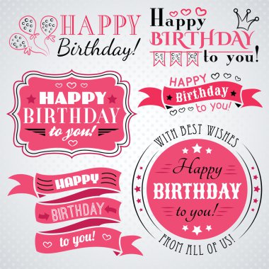 Happy birthday greeting card collection in holiday design