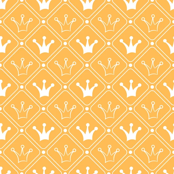 Simple seamless vector pattern with crown. Orange and white colo — Stock Vector