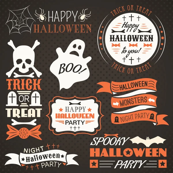 Set vintage de Halloween - etiquetas, cintas — Vector de stock