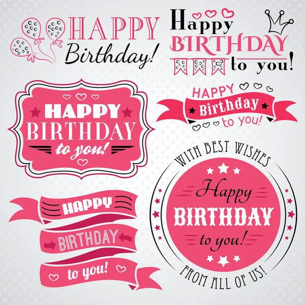 Happy birthday greeting card collection in holiday design — Stock Vector