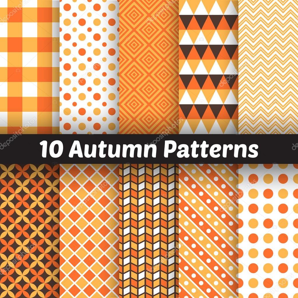 Autumn vector seamless patterns. Endless texture for wallpape