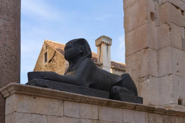 Split Kroatien September 2021 Ägiptischer Sphinx Vor Dem Antiken Diokletianspalast — Stockfoto