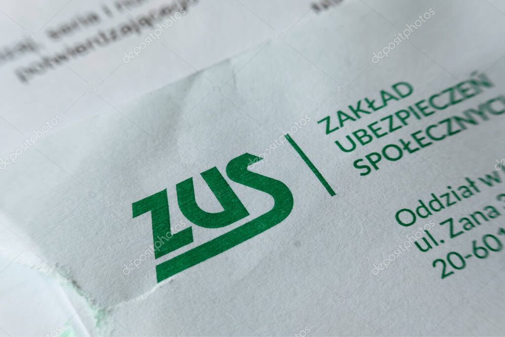 Lublin, Poland. 11 September 2022. Letter from ZUS