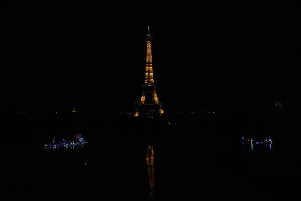 Torre Eiffel Com Luzes Acesas Noite Vista Trocadero Paris França — Fotografia de Stock
