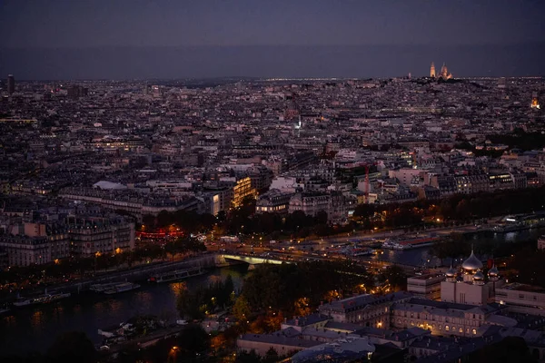 Panorama Luftaufnahme Bei Nacht Skyline Von Paris Frankreich Blick Von — Stockfoto